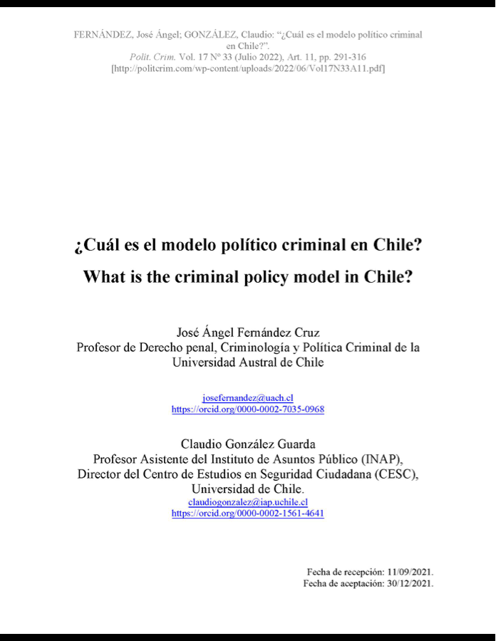 Portada de ¿Cuál es el modelo político criminal en Chile?