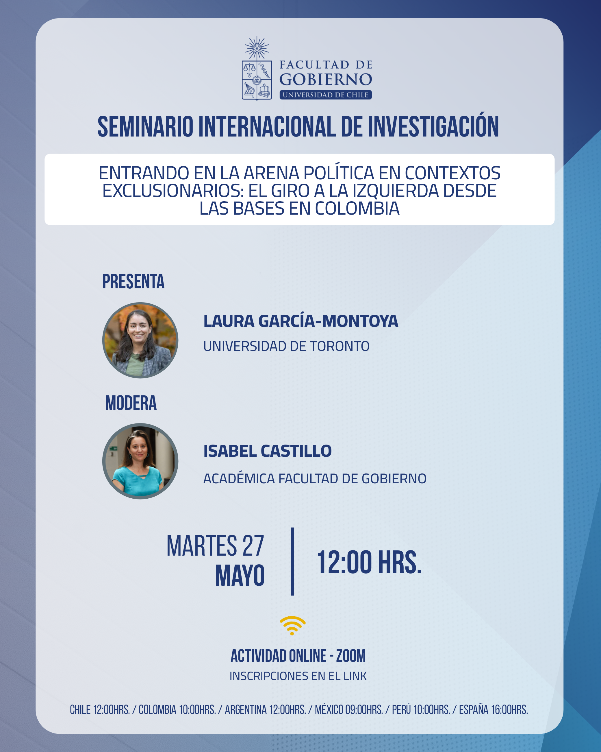 seminario internacional de investigación:  “Entrando en la arena política en contextos exclusionarios: el giro a la izquierda desde las bases en Colombia”